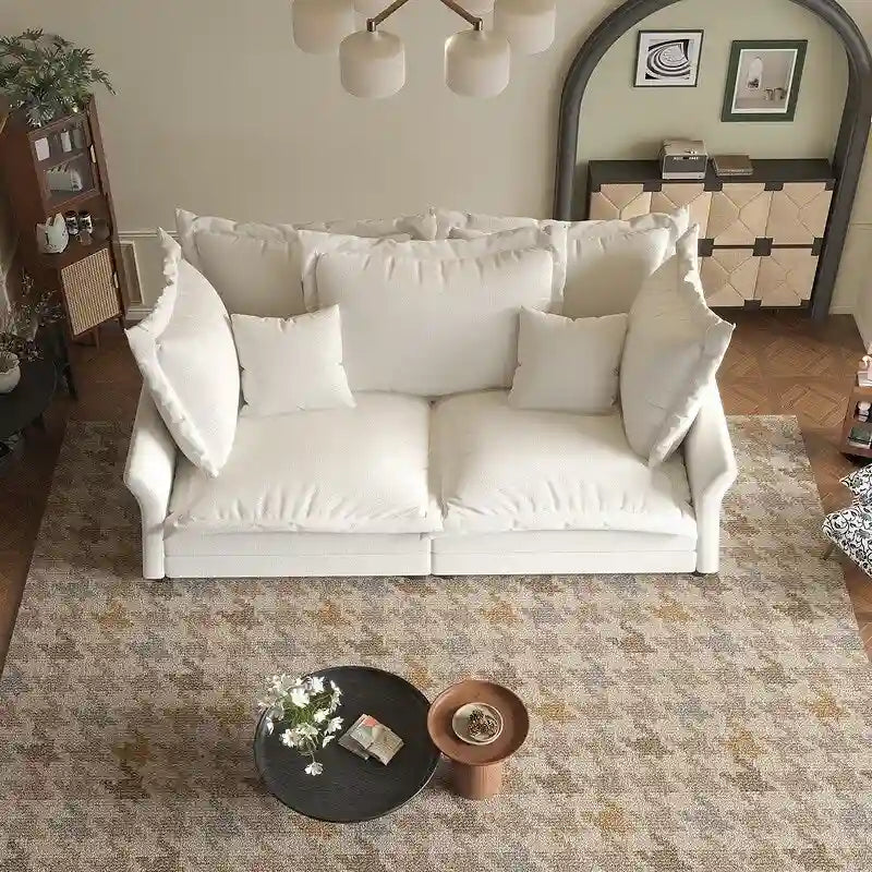 90" Deep Seat Cloud Couch Velvet Upholstered Sofa 800 lbs Capacity Convertible Lounge Chair with Removable Cushions