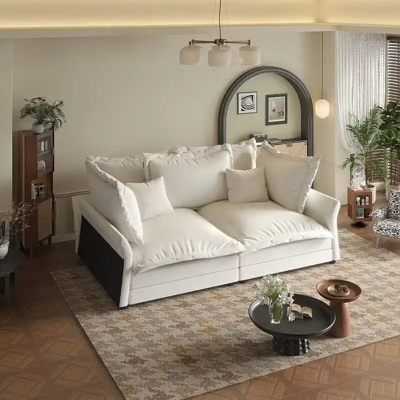 90" Deep Seat Cloud Couch Velvet Upholstered Sofa 800 lbs Capacity Convertible Lounge Chair with Removable Cushions