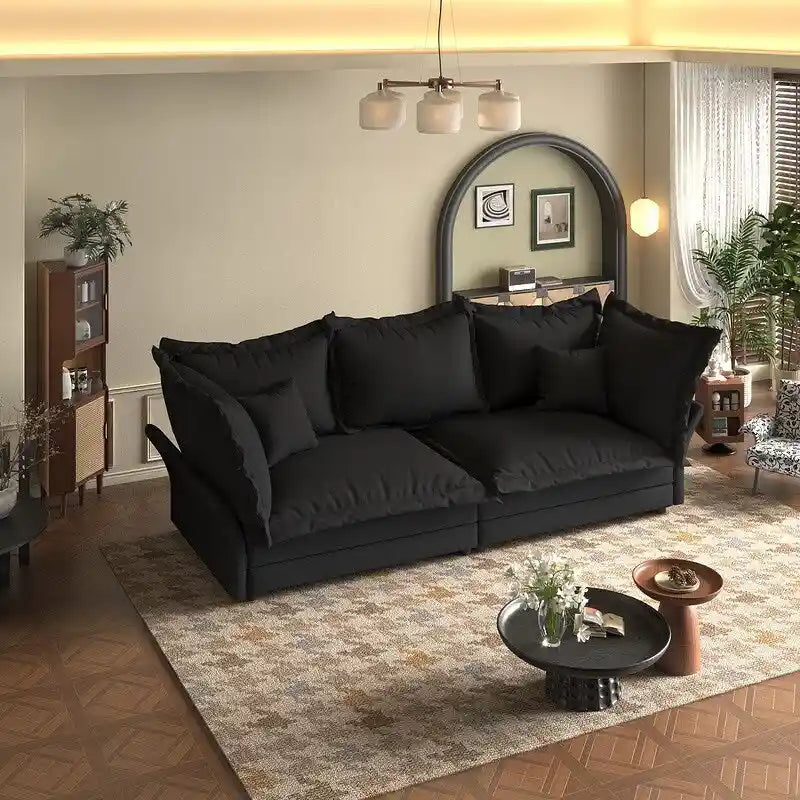 90" Deep Seat Cloud Couch Velvet Upholstered Sofa 800 lbs Capacity Convertible Lounge Chair with Removable Cushions