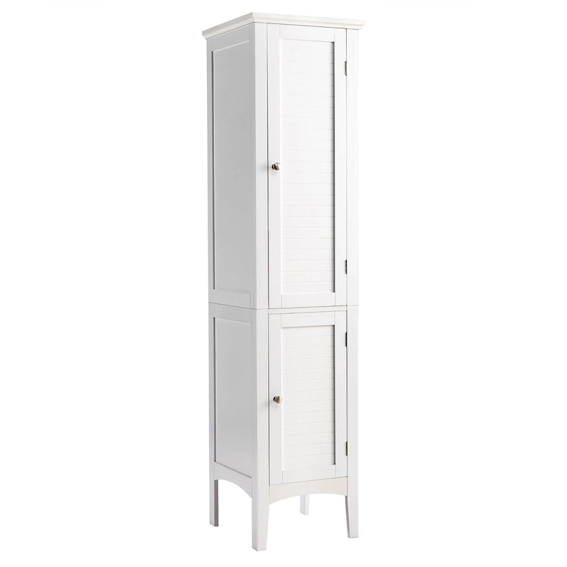 63" Tall Freestanding Bathroom Storage Cabinet 5-Tier White Linen Tower MDF with Magnetic Doors for Kitchen Laundry