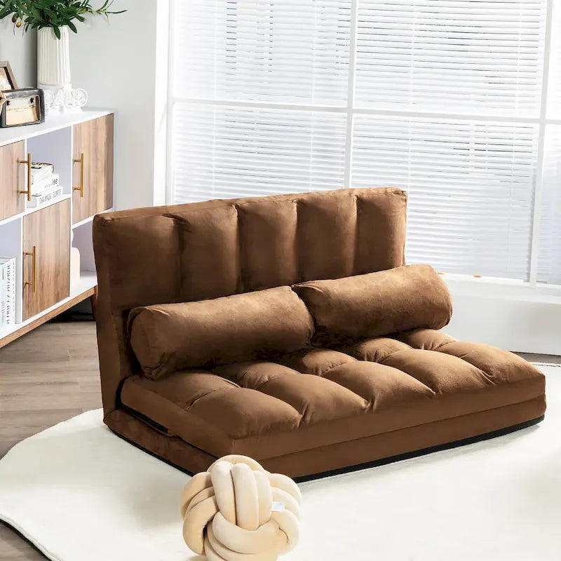 Foldable Floor Sofa Bed - 6-Position Adjustable Backrest - Convertible Lounge Couch - 71L x 44.5W - 330 lbs Capacity
