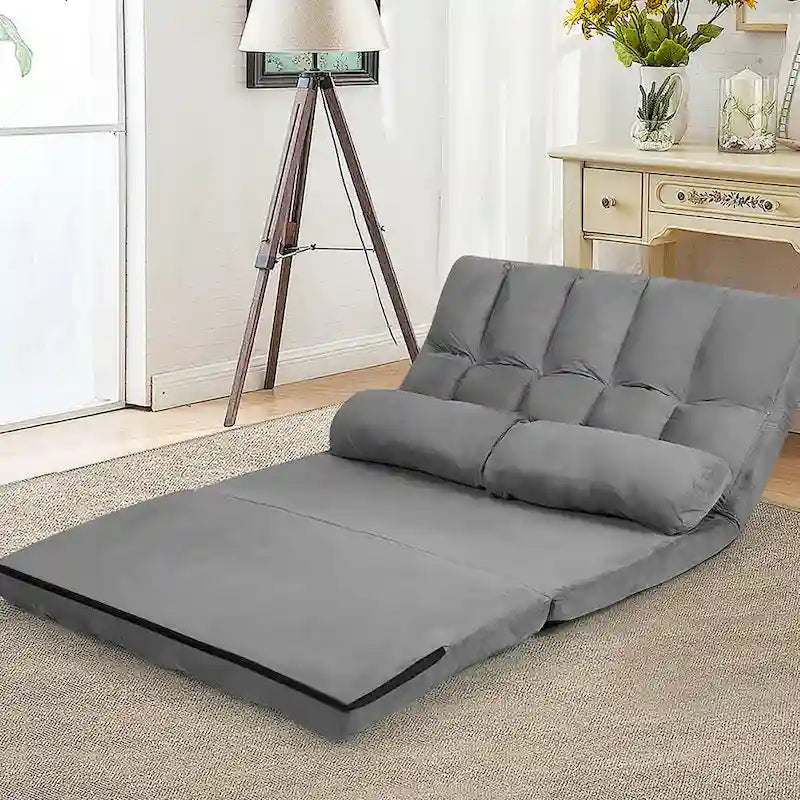 Foldable Floor Sofa Bed - 6-Position Adjustable Backrest - Convertible Lounge Couch - 71L x 44.5W - 330 lbs Capacity