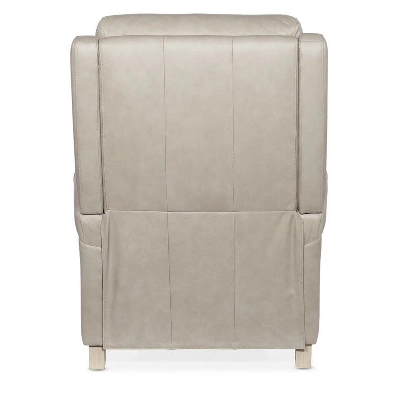 31" Wide Leather Power Recliner - Power Headrest - Bustle Back - Turned Wood Feet - Designer Upholstery