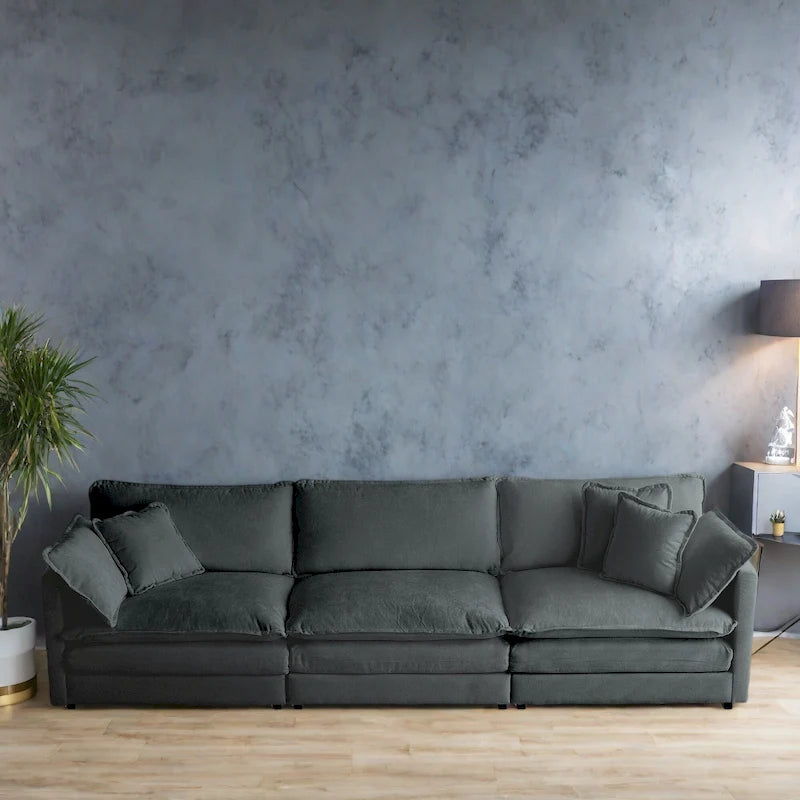 111.5" Modular Chenille Sofa - 4-Seater with 22 Configurations - Solid Wood Frame - High-Density Foam