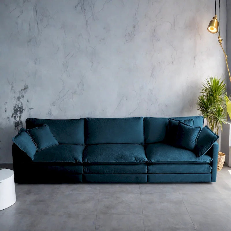 111.5" Modular Chenille Sofa - 4-Seater with 22 Configurations - Solid Wood Frame - High-Density Foam