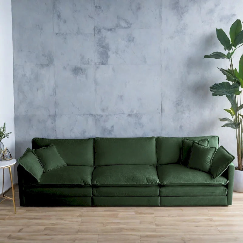 111.5" Modular Chenille Sofa - 4-Seater with 22 Configurations - Solid Wood Frame - High-Density Foam