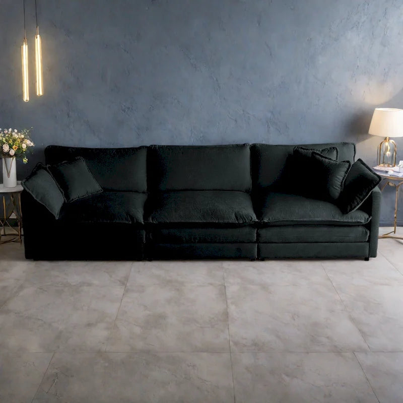 111.5" Modular Chenille Sofa - 4-Seater with 22 Configurations - Solid Wood Frame - High-Density Foam