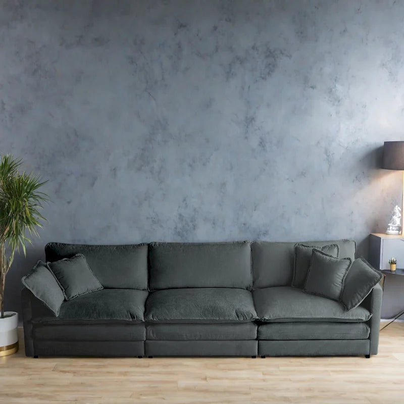 111.5 Chenille 4-Seater Sofa with Customizable Configurations and Premium Comfort