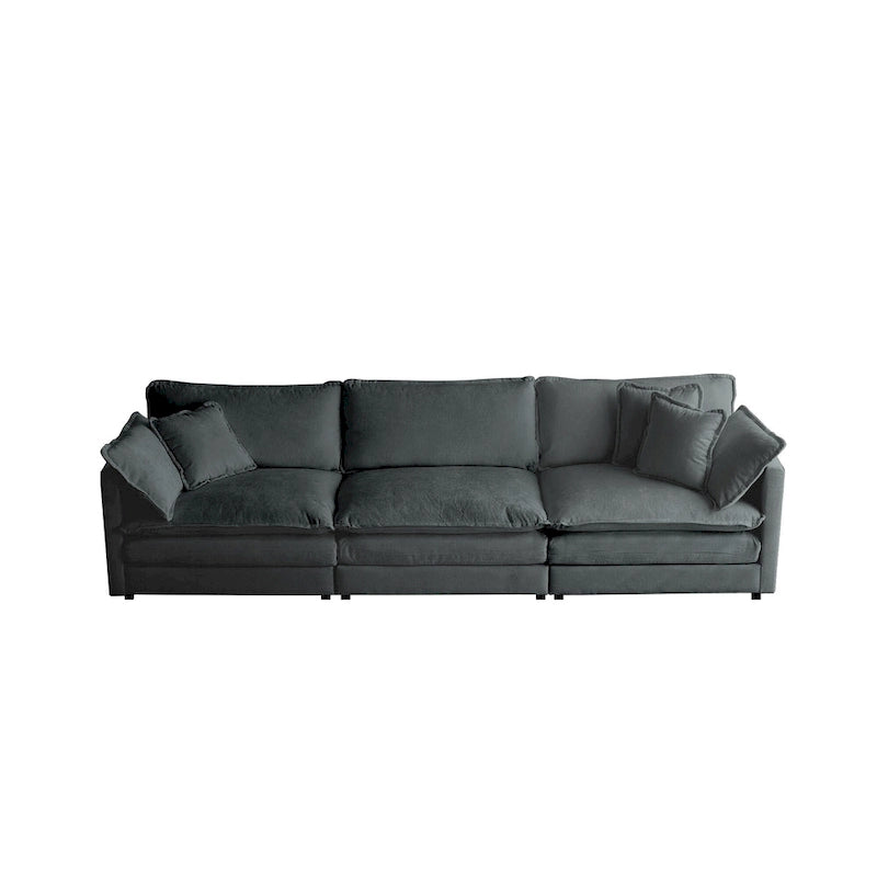 111.5" Modular Chenille Sofa - 4-Seater with 22 Configurations - Solid Wood Frame - High-Density Foam