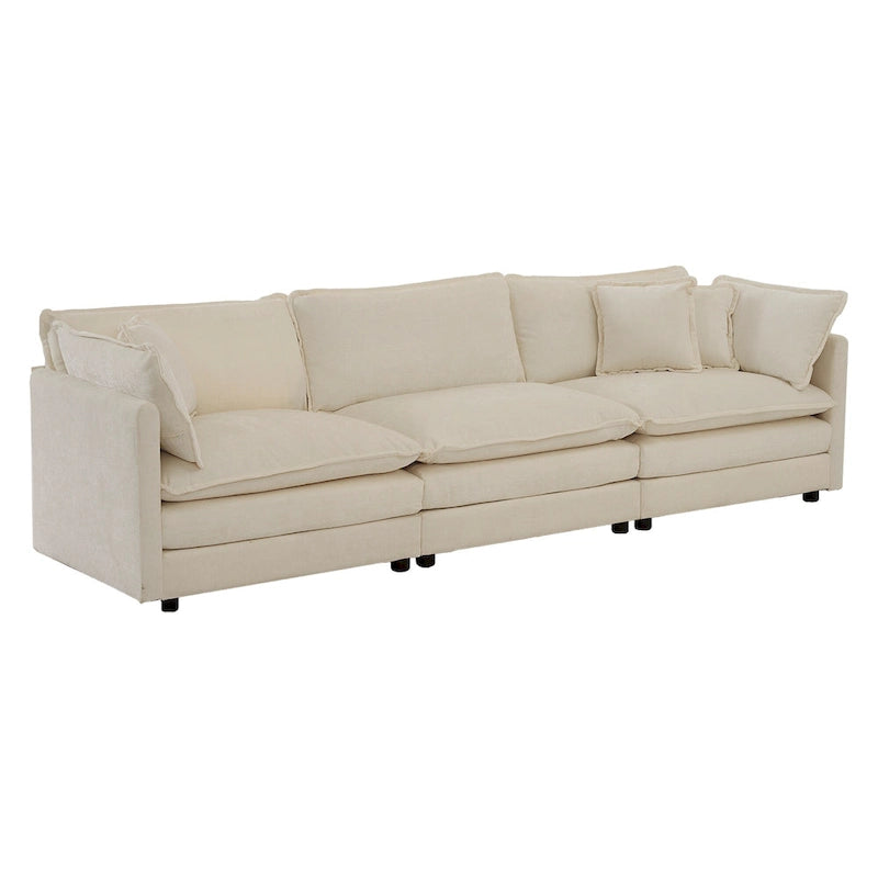 111.5" Modular Chenille Sofa - 4-Seater with 22 Configurations - Solid Wood Frame - High-Density Foam
