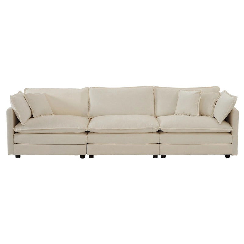 111.5" Modular Chenille Sofa - 4-Seater with 22 Configurations - Solid Wood Frame - High-Density Foam