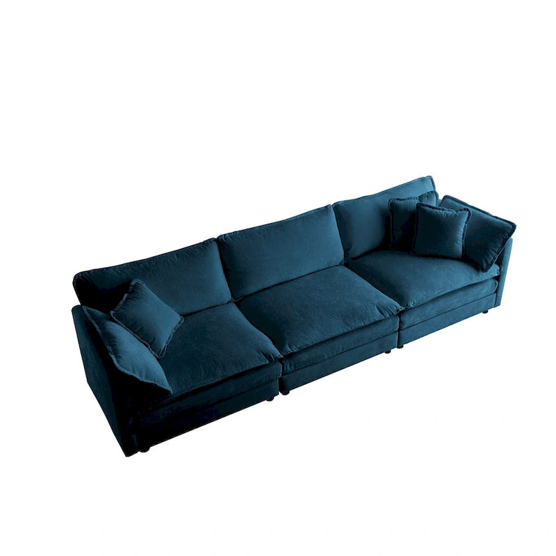 111.5" Modular Chenille Sofa - 4-Seater with 22 Configurations - Solid Wood Frame - High-Density Foam