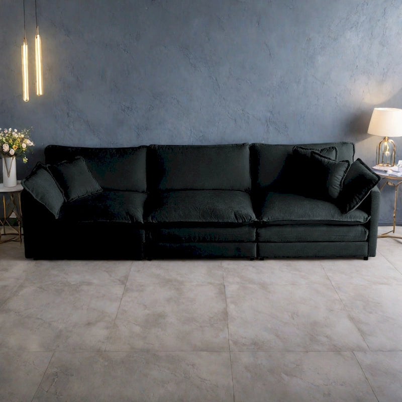 111.5" Modular Chenille Sofa - 4-Seater with 22 Configurations - Solid Wood Frame - High-Density Foam