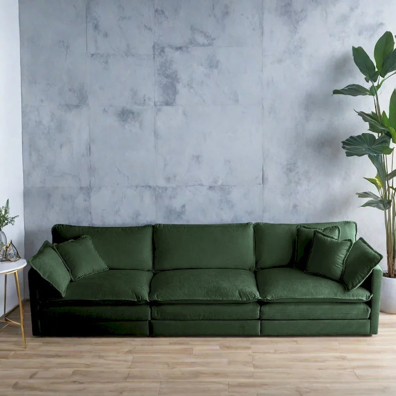 111.5" Modular Chenille Sofa - 4-Seater with 22 Configurations - Solid Wood Frame - High-Density Foam