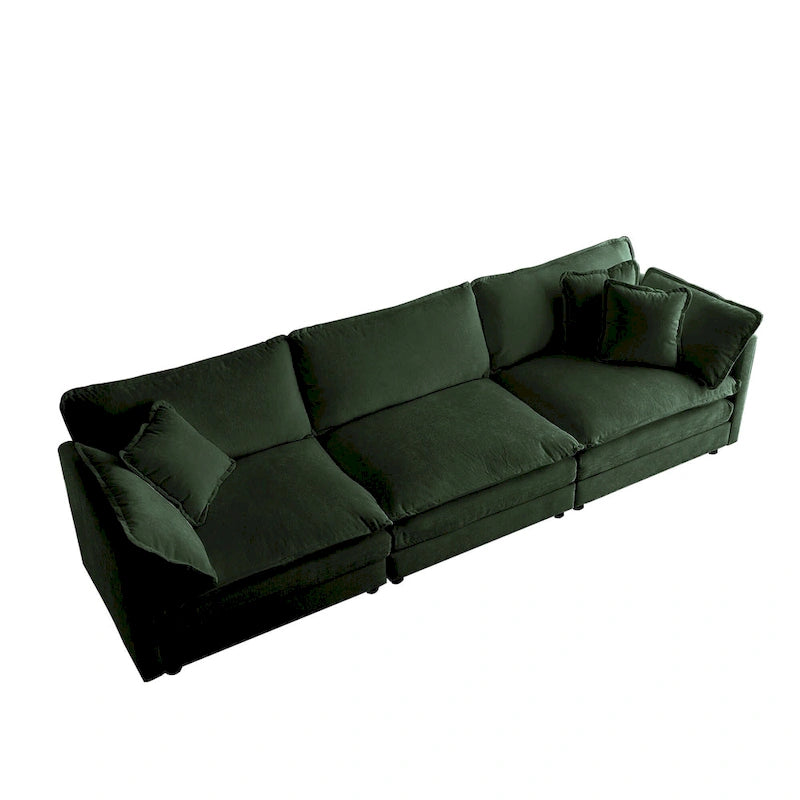 111.5" Modular Chenille Sofa - 4-Seater with 22 Configurations - Solid Wood Frame - High-Density Foam