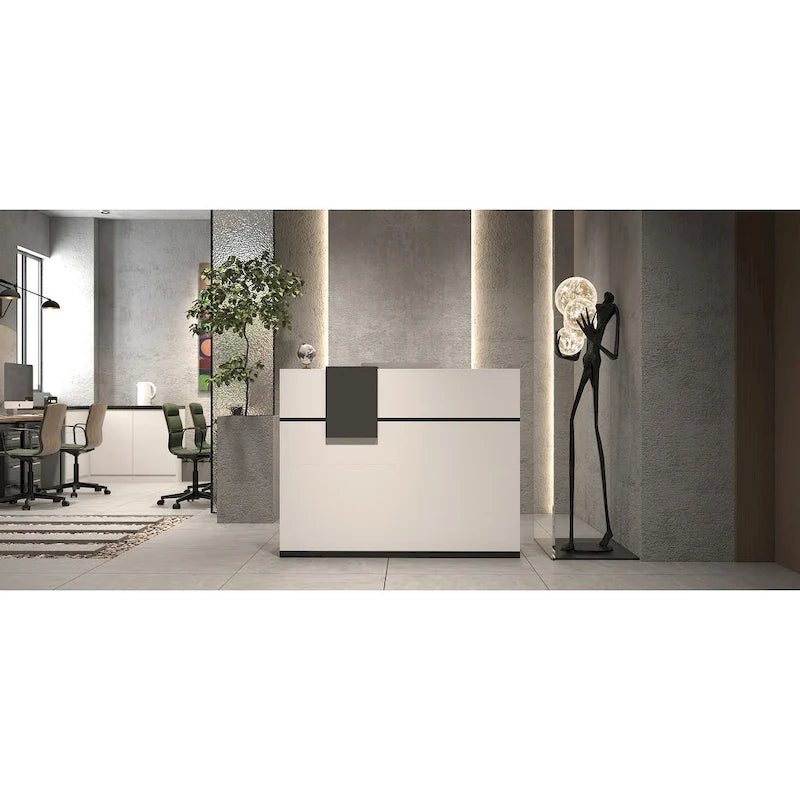 Rectangular Wood Reception Desk - Commercial Grade with Storage Drawer - Modern Secretary Desk - Melamine Laminate