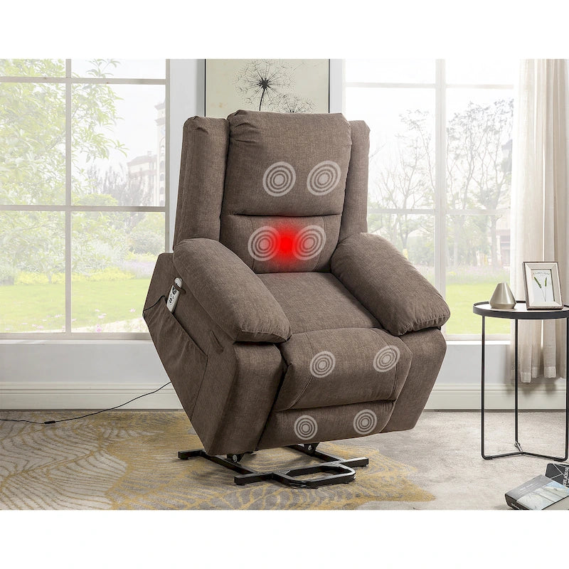 Power Lift Recliner Chair 36W x 36.2D x 40.5H - 8-Point Massage & Heat - 300 lbs - USB Charging