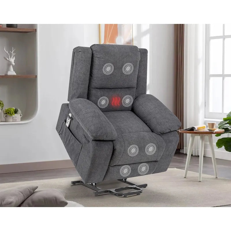 Power Lift Recliner Chair 36W x 36.2D x 40.5H - 8-Point Massage & Heat - 300 lbs - USB Charging