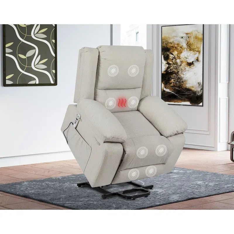 Power Lift Recliner Chair 36W x 36.2D x 40.5H - 8-Point Massage & Heat - 300 lbs - USB Charging