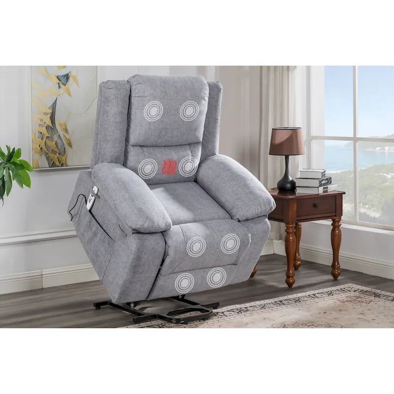 Power Lift Recliner Chair 36W x 36.2D x 40.5H - 8-Point Massage & Heat - 300 lbs - USB Charging