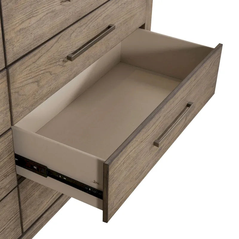 8-Drawer Dresser, Rubberwood & Oak Veneer, Felt-Lined Top Drawers, Cedar-Lined Bottom, Burnished Beige, 66"W x 38"H