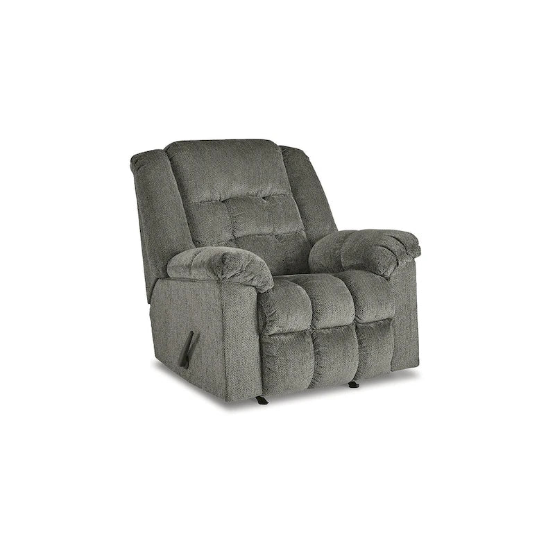 Rocker Recliner Chair - One-Pull Reclining with Gentle Rocking Motion - Plush Polyester Upholstery - High-Resiliency Foam