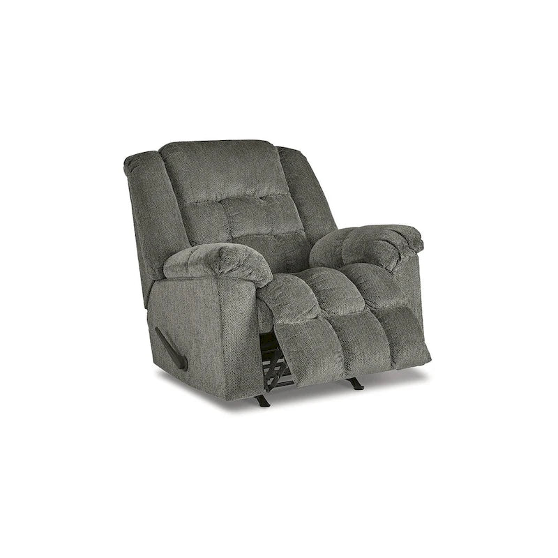 Rocker Recliner Chair - One-Pull Reclining with Gentle Rocking Motion - Plush Polyester Upholstery - High-Resiliency Foam