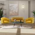 3-Piece Velvet Living Room Set - Modern Loveseat & 2 Club Chairs with Gold Metal Legs - 250-500 lbs Capacity