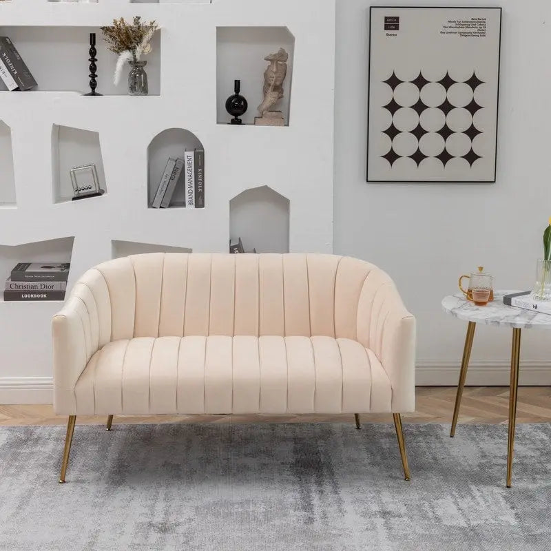 3-Piece Velvet Living Room Set - Modern Loveseat & 2 Club Chairs with Gold Metal Legs - 250-500 lbs Capacity