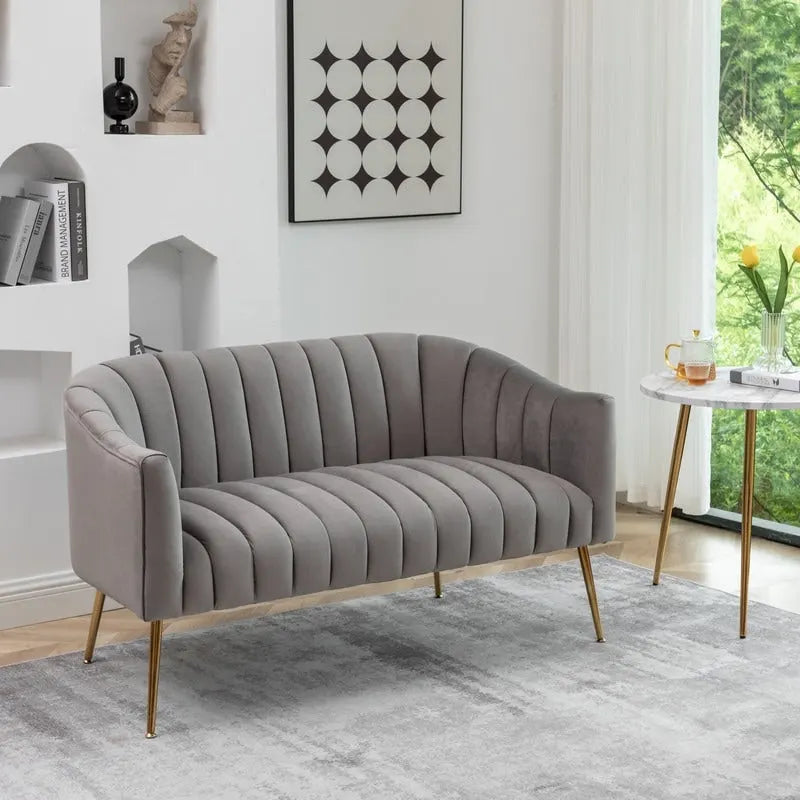 3-Piece Velvet Living Room Set - Modern Loveseat & 2 Club Chairs with Gold Metal Legs - 250-500 lbs Capacity