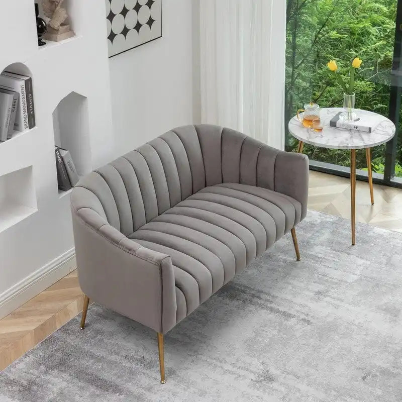 3-Piece Velvet Living Room Set - Modern Loveseat & 2 Club Chairs with Gold Metal Legs - 250-500 lbs Capacity