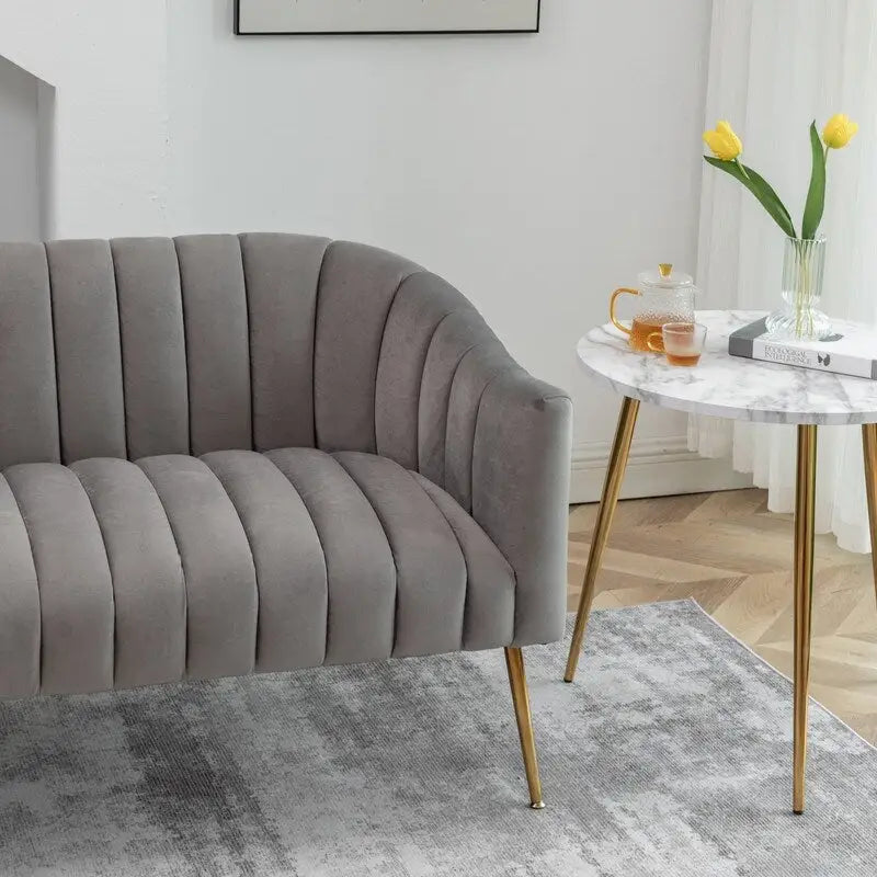 3-Piece Velvet Living Room Set - Modern Loveseat & 2 Club Chairs with Gold Metal Legs - 250-500 lbs Capacity