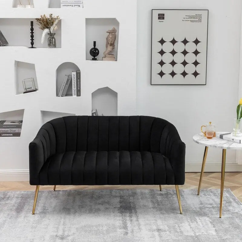 3-Piece Velvet Living Room Set - Modern Loveseat & 2 Club Chairs with Gold Metal Legs - 250-500 lbs Capacity