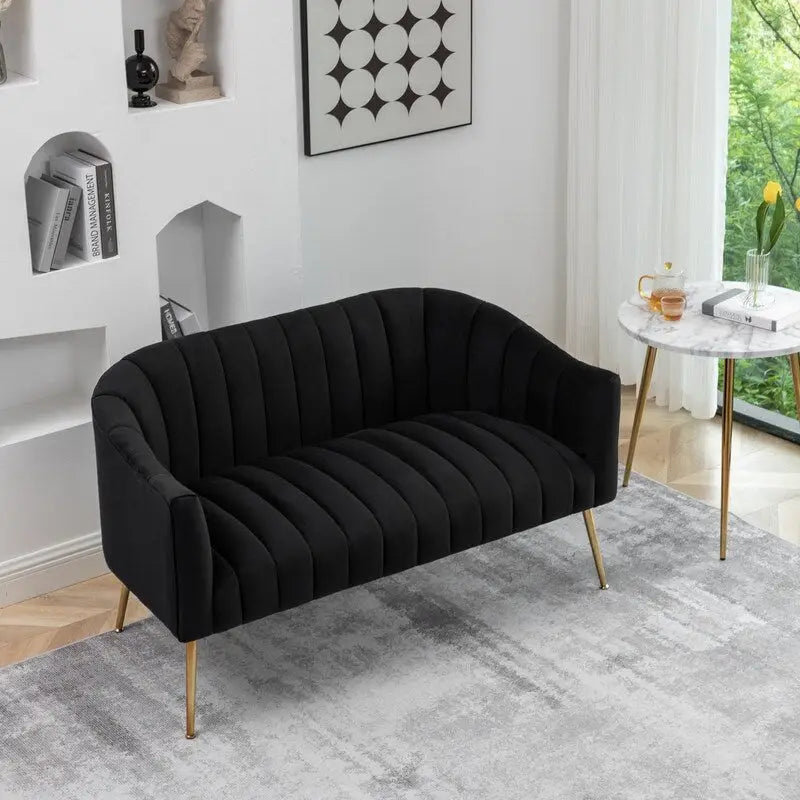 3-Piece Velvet Living Room Set - Modern Loveseat & 2 Club Chairs with Gold Metal Legs - 250-500 lbs Capacity