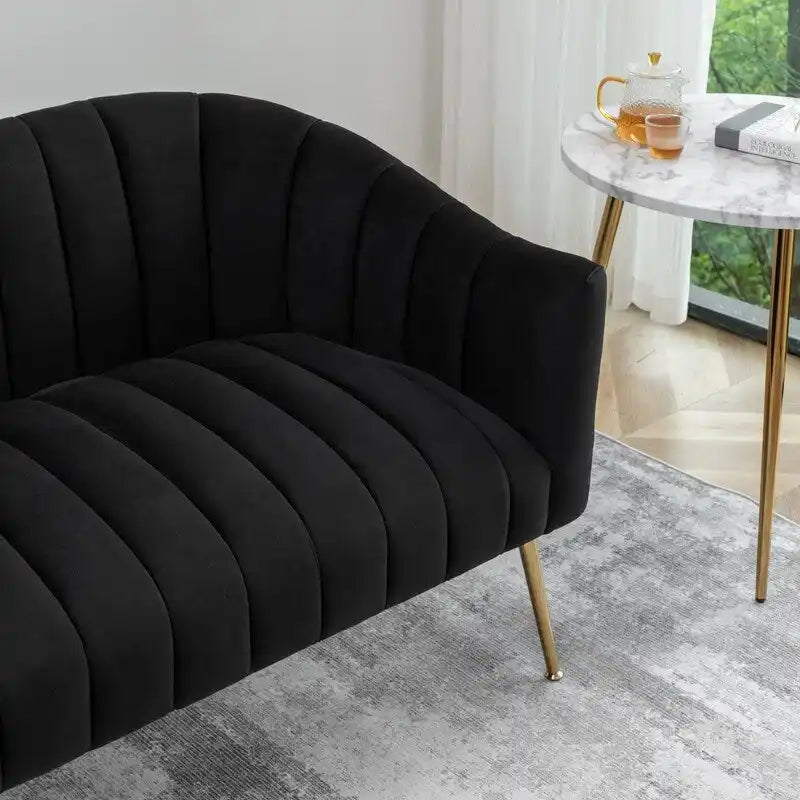 3-Piece Velvet Living Room Set - Modern Loveseat & 2 Club Chairs with Gold Metal Legs - 250-500 lbs Capacity