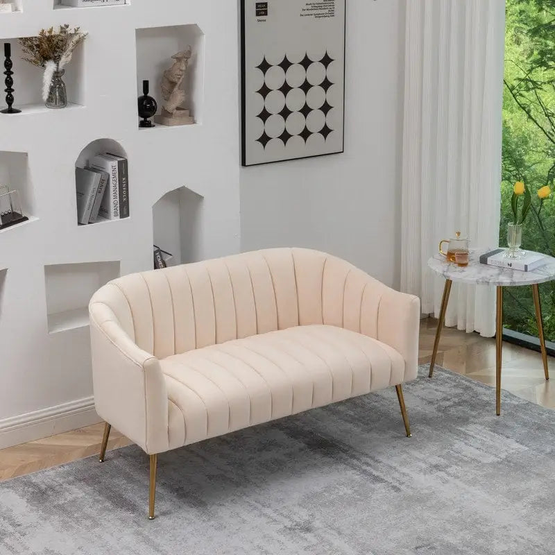 3-Piece Velvet Living Room Set - Modern Loveseat & 2 Club Chairs with Gold Metal Legs - 250-500 lbs Capacity