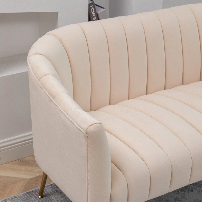 3-Piece Velvet Living Room Set - Modern Loveseat & 2 Club Chairs with Gold Metal Legs - 250-500 lbs Capacity