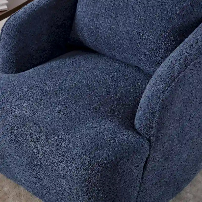 Boucle Swivel Barrel Chair 360° Rotation - High-Density Foam - Metal Base - Pillow Included - 30.3x33.7x33H - 300 lbs Capacity
