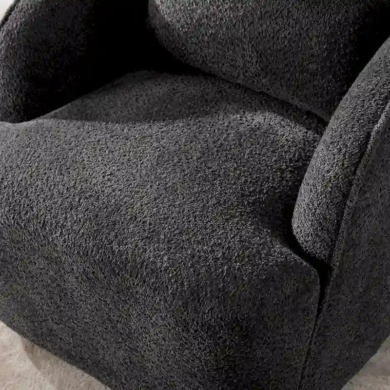 Boucle Swivel Barrel Chair 360° Rotation - High-Density Foam - Metal Base - Pillow Included - 30.3x33.7x33H - 300 lbs Capacity