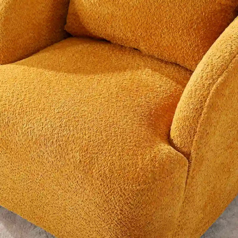 Boucle Swivel Barrel Chair 360° Rotation - High-Density Foam - Metal Base - Pillow Included - 30.3x33.7x33H - 300 lbs Capacity