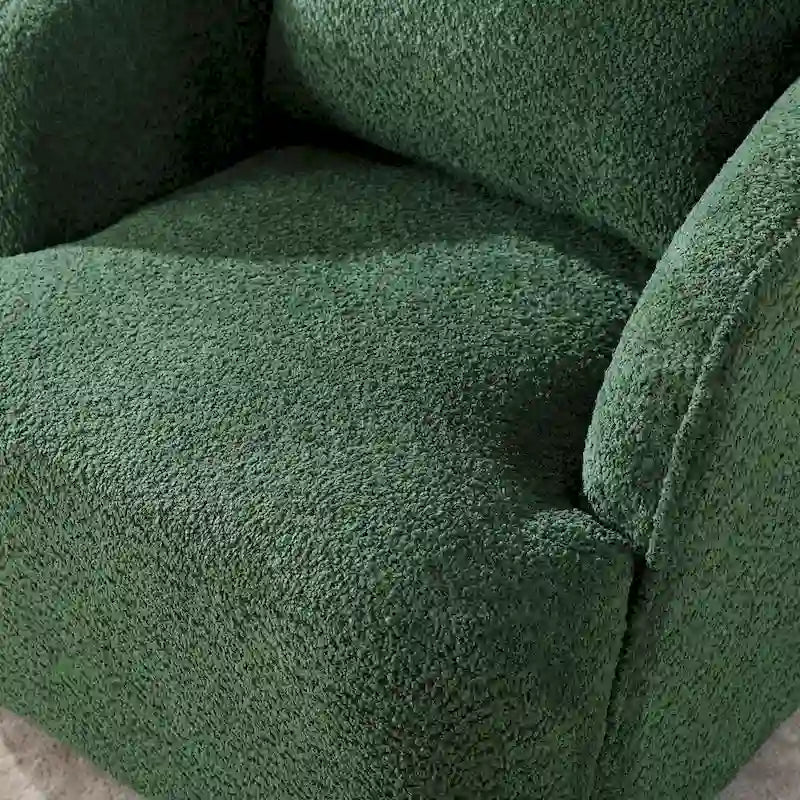 Boucle Swivel Barrel Chair 360° Rotation - High-Density Foam - Metal Base - Pillow Included - 30.3x33.7x33H - 300 lbs Capacity