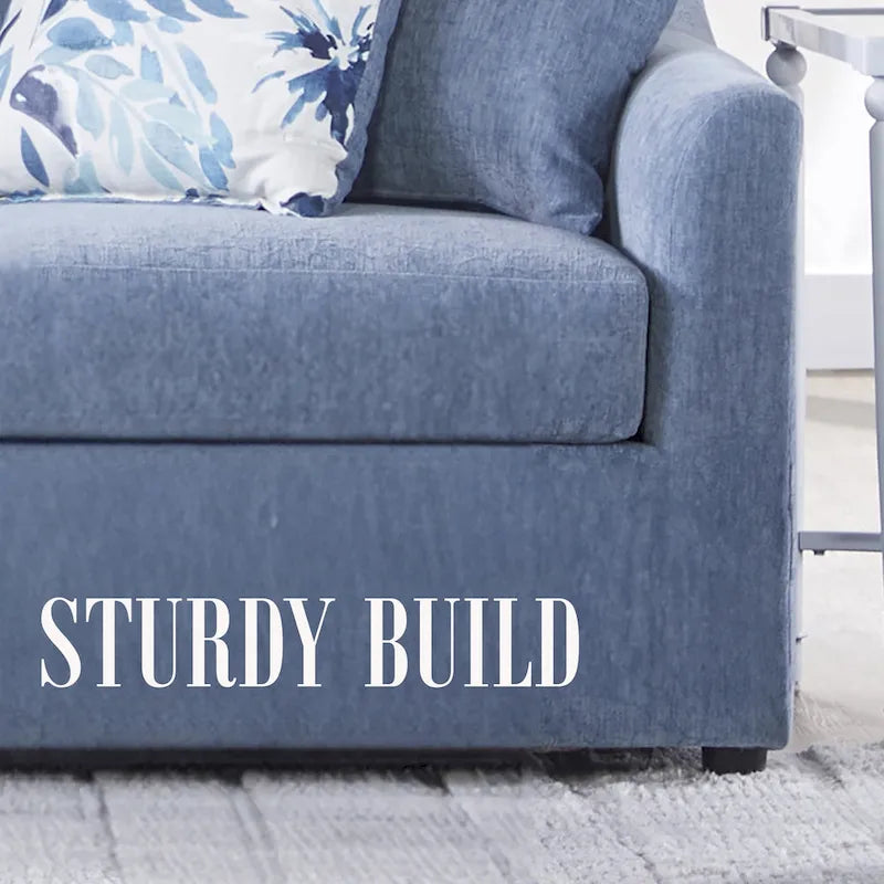 3-Seater Sofa 80.5W x 36D x 33.5H - Slate Blue Polyester with Pillow Back - Made in USA - 930 lbs Capacity