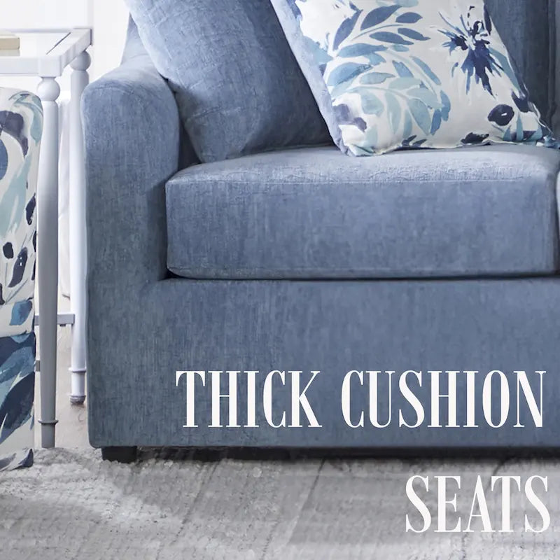 3-Seater Sofa 80.5W x 36D x 33.5H - Slate Blue Polyester with Pillow Back - Made in USA - 930 lbs Capacity