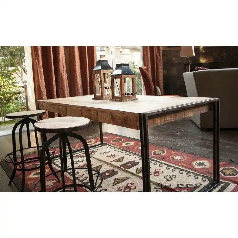 Reclaimed Mango Wood Dining Table - Handmade with Galvanized Iron Legs - Rustic Modern - Made in India - Multiple Sizes