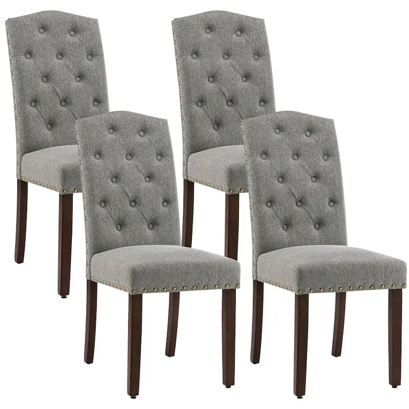 Upholstered Dining Chairs Set of 4, Button Tufted High Back, Nailhead Trim, 250lbs Capacity, Vintage Style Kitchen Chairs