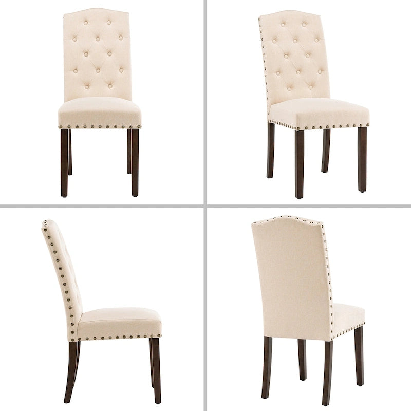 Upholstered Dining Chairs Set of 4, Button Tufted High Back, Nailhead Trim, 250lbs Capacity, Vintage Style Kitchen Chairs