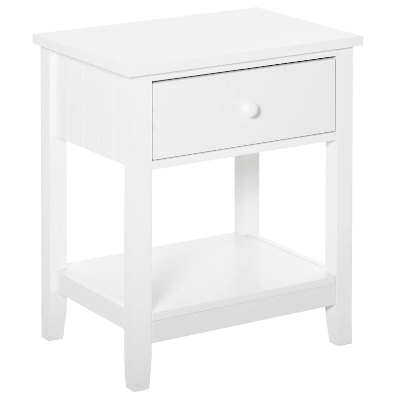 Modern Bedside End Table with Drawer and Shelf - Nightstand Storage - 19.75W x 13.75D x 23.5H - MDF Construction