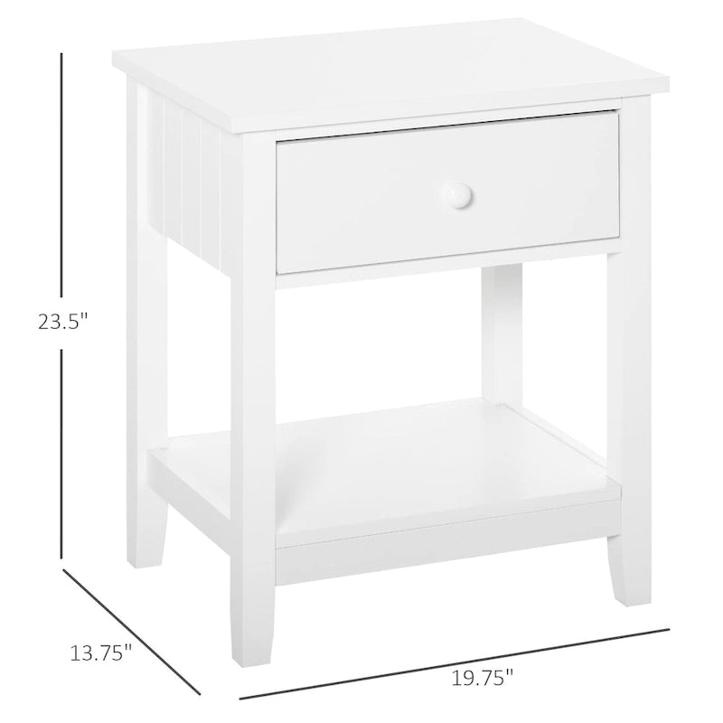 Modern Bedside End Table with Drawer and Shelf - Nightstand Storage - 19.75W x 13.75D x 23.5H - MDF Construction