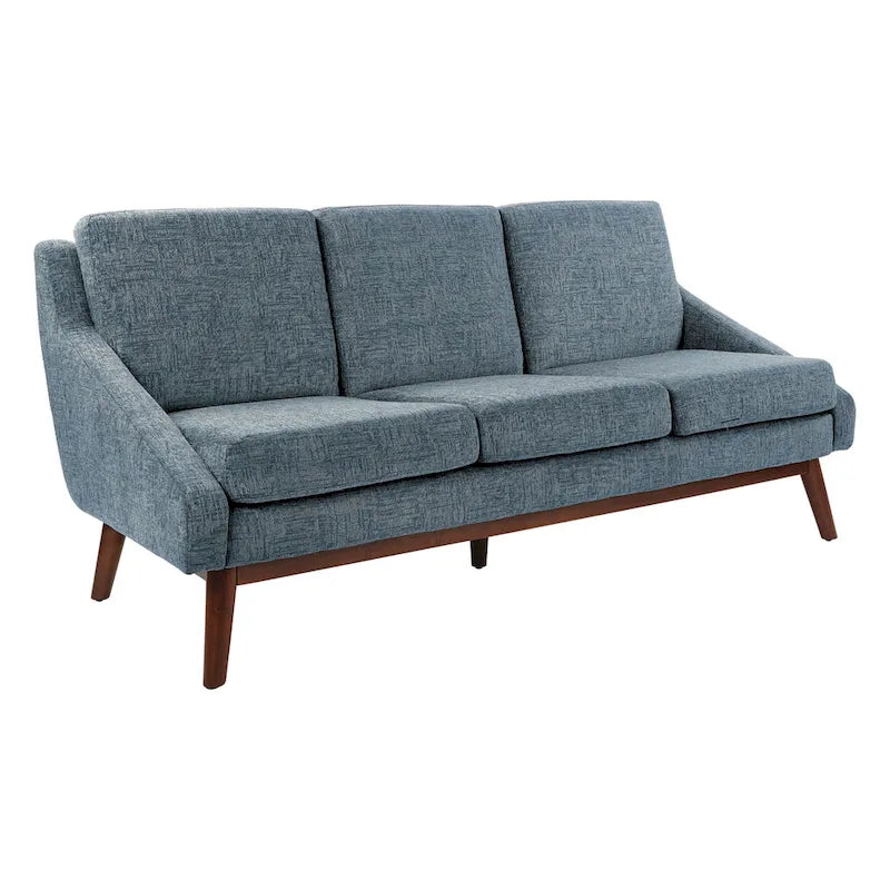 Mid-Century Modern Sofa 64.5W x 28.25D x 33.25H - Upholstered with Wood Legs - 700 lbs Capacity