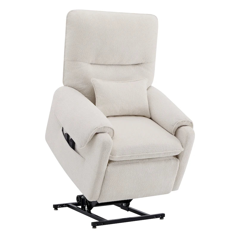 Power Lift Recliner with Heat & Massage - Infinite Position Elderly Chair - Chenille Fabric - USB Port - 350 lbs Capacity